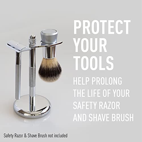 Razor de segurança de chanfros e barracas de barbear estandes com base não deslizante, suporte de barbear duplo projetado para evitar