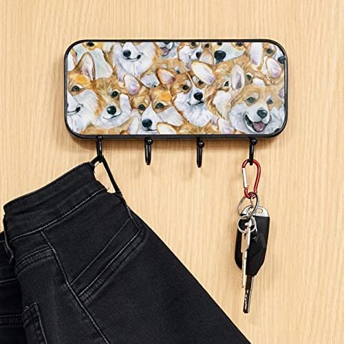 Cute Hipster Dogs Puppy Padrão de casaco de impressão RACT Montagem de parede, cacote de entrada com 4 conexão para o chapéu de casaco Rúsicas de bolsa de toalha