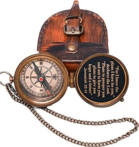 Antigo Náutico Brass Gravado Compass de Pocket Compass Tool para viajar e acampar por The HistoricalHub