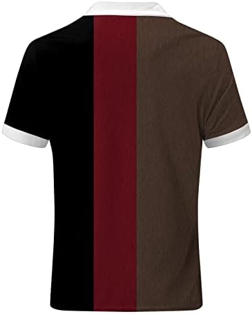 HDDK Camisas de pólo de verão para homens, 2022 New Men's Zipper Neck Golf Tops de manga curta Block colorido de retalhos de camisa