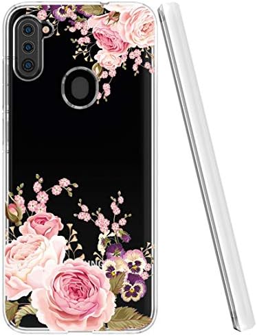 Caixa Ueokeird Galaxy A11, Caso Samsung A11 para Mulheres Mulheres, Padrão Floral Clear Slim Clear Floral Flexível TPU Tampa