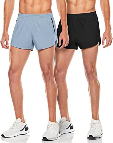 Athlio 1 ou 2 pacote de shorts de corrida masculinos, shorts atléticos de malha rápida de 3 polegadas, troca de treino de ginástica