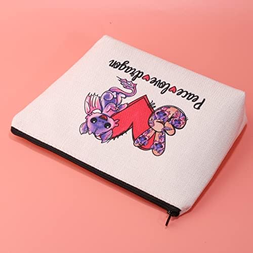 JXGZSO Cute Dragon Bag Cosmético Paz Paz LOVE Dragão Zipper Bolsa Bolsa Dragão Dragão Presente Presente