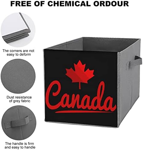Canada Maple Leaf Collapsível Cubos de armazenamento de tecido Caixa de armazenamento de 11 polegadas Bins de armazenamento dobrável