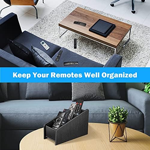 Suporte de controle remoto de Sithon com 4 compartimentos - Premium PU Couather Remote Caddy Desktop Organizer Store TV, Blu -ray,