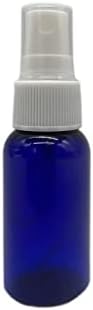 Fazendas naturais 1 oz Blue Boston BPA Garrafas grátis - 8 Pacote de contêineres de reabastecimento vazio - Produtos de limpeza de óleos essenciais - Aromaterapia | Pulverizadores de névoa branca fina - feitos nos EUA