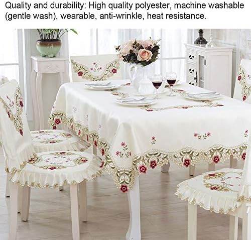 Tolera de mesa bordada com flor, lavandable oblongo Tonela de tábua de renda vintage Tabras de mesa retângulo de pó Capa de mesa