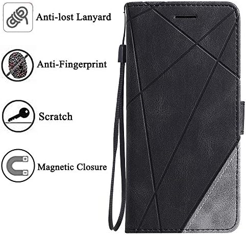 ASUWISH compatível com a caixa da carteira Samsung Galaxy S8 e a tela de vidro temperado Protetor de couro Casolador de capa de lasca