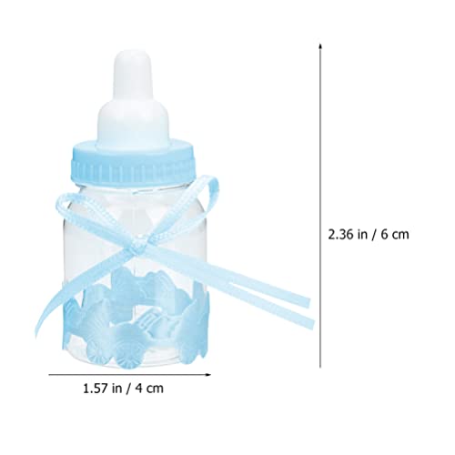Zerodeko Baby Bottles Baby Baby 12pcs Caixa de chá de chá de bebê, mini garrafa de alimentação de bebê de plástico com arco, leite de leite de leite bebê em forma de doce presente de recipiente de recipiente decorações de festas