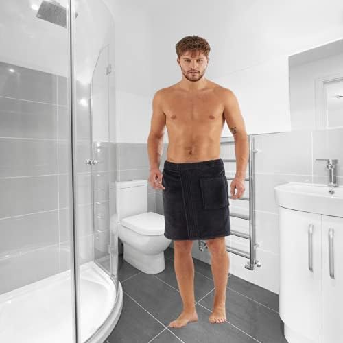 C&B Men's Towel Wrap - de algodão turco para spa, chuveiro e ginástica W Pocket
