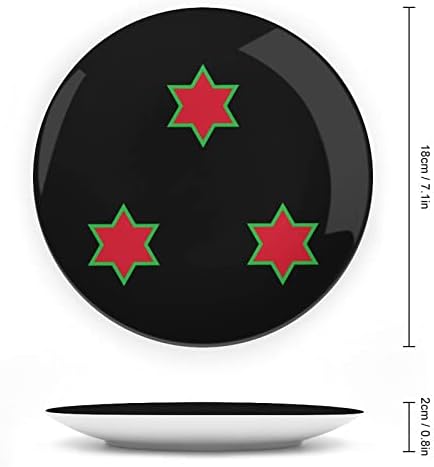 Placa decorativa do logotipo da bandeira do Burundi placa de cerâmica redonda placa de porcelana com display stand for Party