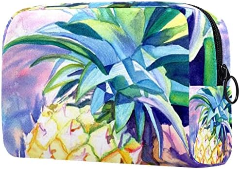 Bolsa de maquiagem tbouobt bolsa de bolsa cosmética bolsa bolsa com zíper, aquarela de abacaxi tropical