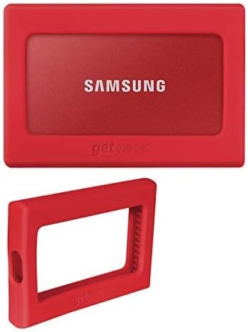 GetGear Silicone Bumper para Samsung T7, T7 Touch SSD portátil-1 TB, 2TB, 500 GB, USB 3.2, absorção de choque forte e vermelho