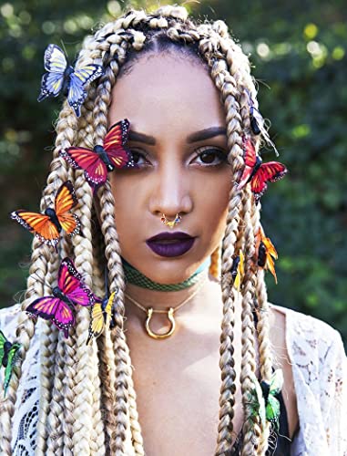 127 PCS jóias dreadlock para mulheres, dreadlocks acessórios Butterfly Braid Clips Gold Metal Pingente Cristal