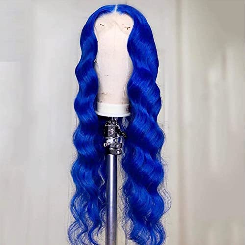 Aymusin azul longo longa cacheada sintética perucas dianteiras para mulheres com parte grátis pré -arrancada peruca
