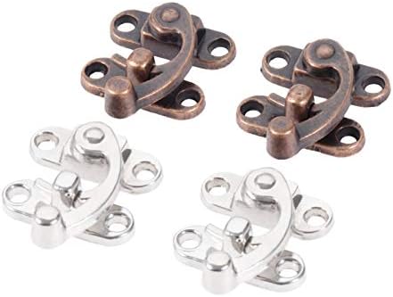 Segurança Hasp Lock 2pcs Antigo cadeado de prata/cobre Red Hasp Ganche Lock for Jewelry Wooden Caixa com parafusos Hardware de mobília