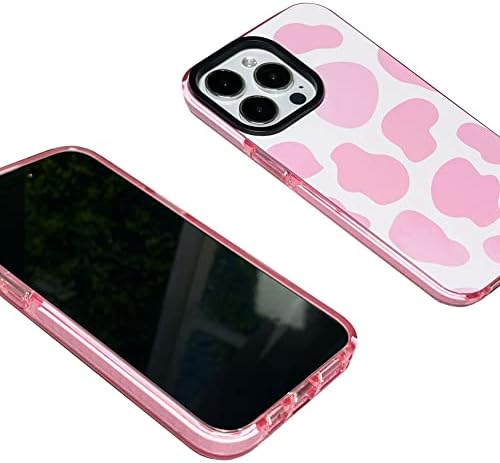 CEOKOK Compatível para iPhone 13 Pro Max Case de vaca rosa fofo claro com design de silicone macio tpu cool estético protetor resistente