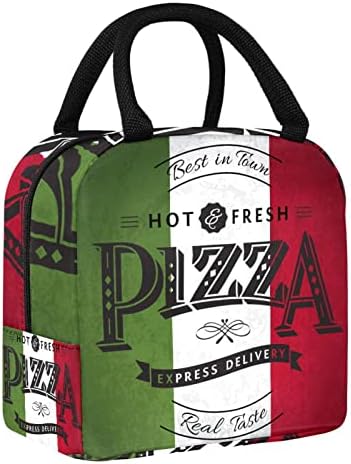 Bandeira italiana retro -retrô com pizza lancheira para meninos para meninos, almoço isolado para almoçar reutilizáveis
