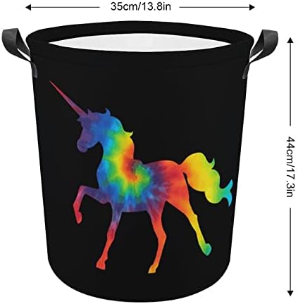 TIY Dye Unicorn Impresso Cestas de Rapazes com alças Propertícios Rouno dobrável Hampers Bag Organizador de armazenamento