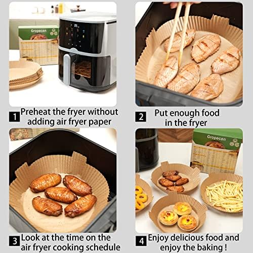 Air Fryer Disponível de papel, 60 PCs redondo revestimentos de pergaminho à prova de óleo redondos, panificação de cozimento não branqueado