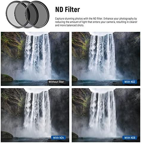 Neewer 52mm nd/cpl/uv/fld/close up up filtro e lente kit com nd2 nd4 nd8, filtros de fechamento, capuz de lente tulip, capuz de