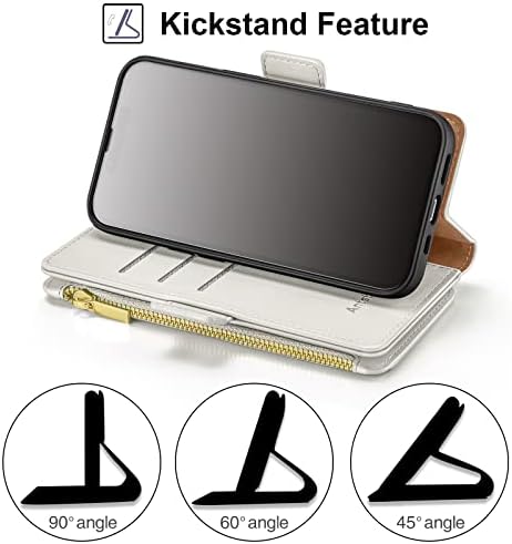 Antsturdy para iPhone 13 Pro Max 5G Caixa da carteira 【bloqueio rfid】 【zíper poket】 【7 cartas slot】 PU Couro Flip Magnetic Folio