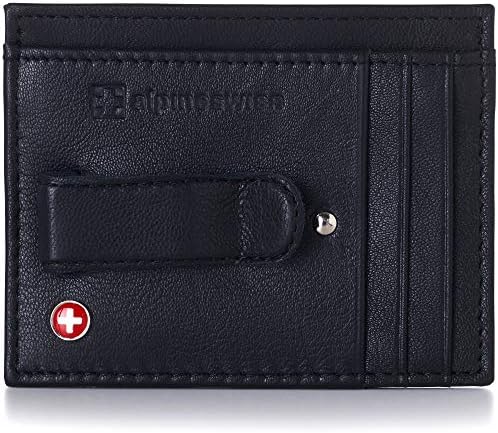 Alpine Swiss Mens Money Clip Genuine Coather Minimalista Slim Front Pocket Cartet