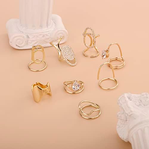 Biço de cristal de rumtock ponta de dedo de dedo ouro anel de proteção de proteção aberta jóias boho para mulheres jóias de arte de pregos