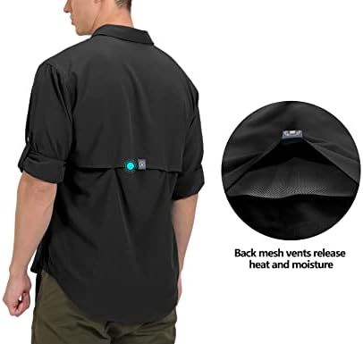 Little Donkey Andy Men's UPF 50 Camisa de proteção UV, camisa de caminhada de manga comprida respirável, seca rápida