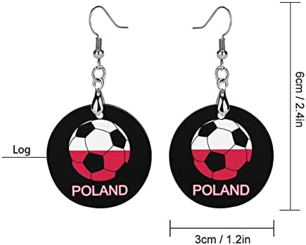 Brincos de madeira de futebol da Polônia redonda pendente balanço jóias para mulheres para mulheres