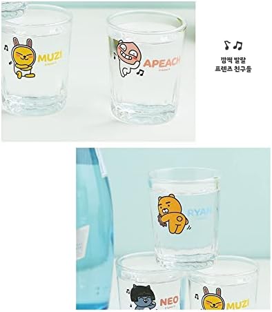 Kakao Ryan Dance SoJU Glass 소주 소주 잔 Korean SoJU Alcohol Shot Glasses Glassware de 4 APEach Neo Muzi