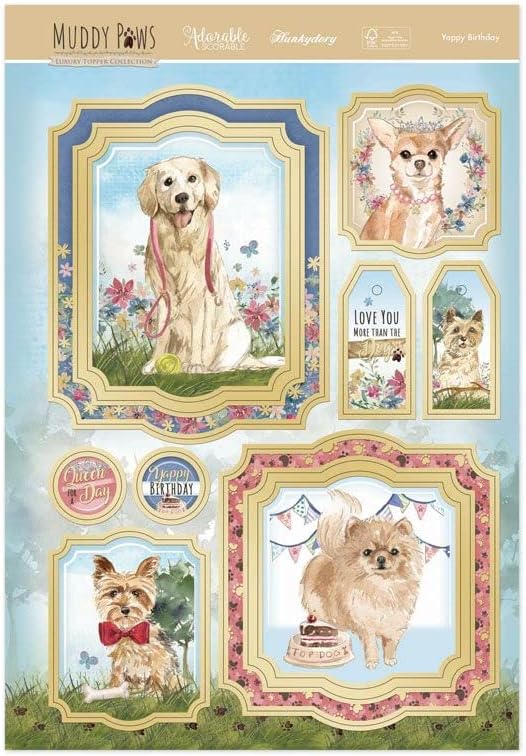 Hunkydory Crafts Muddy Paws Luxury Topper Set- Yappy Birthday MudPaw907