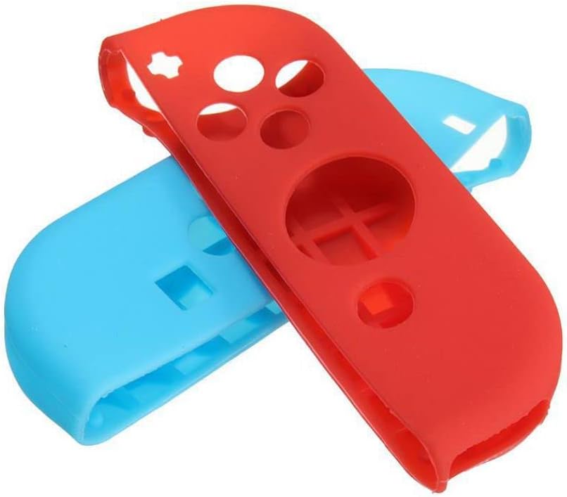 Tampa de caixa de casca macia de pele protetora de silicone para Nintendo Switch Joy -Con Controller Skin Skin Clear Protection Controller Capas - vermelho e azul