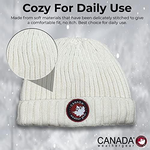 Chapéu de malha de engrenagem climática do Canadá - chapéu de inverno aconchegante - chapéu de gorro com manguito único