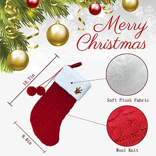 ANSEE 3 PACO KNIT MACACAÇÕES DE NATAL, 16 polegadas de tamanho grande personalizado meias de Natal, meias de natal com boneco de neve de Santa Presente de pinos de rena para lareira de Natal e decorações de casa