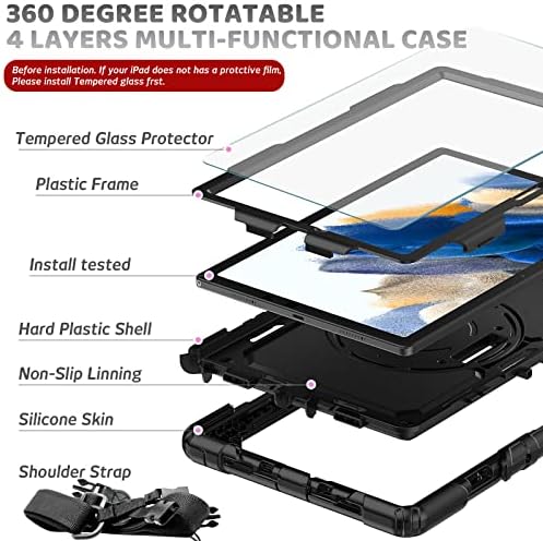 Samsung Galaxy Tab A8 Case 10,5 polegadas 2022 SM-X200/X205/X207 Com protetor de tela de vidro temperado | Caso de Blosomeet