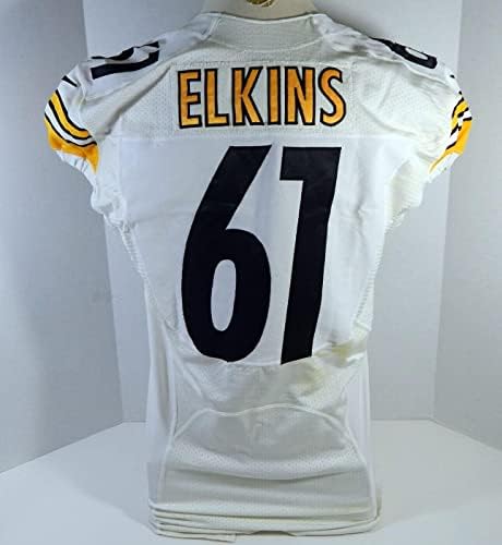 2014 Pittsburgh Steelers Chris Elkins 61 Jogo emitiu White Jersey 46 DP21336 - Jerseys de Jerseys usados ​​na NFL não assinada