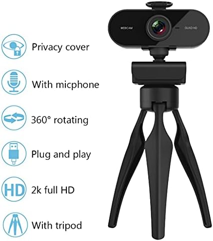 Zhuhw Webcam 2K Câmera da web completa com microfone USB Video Web Cam para PC Computador Laptop Desktop Mini Câmera