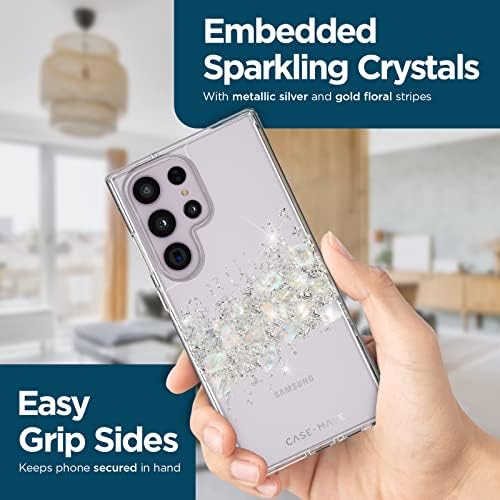 Case -companheiro Samsung Galaxy S23 Caso Ultra [Proteção por queda] [Caso Compatível com Charging sem fio] Mãe de Pearl Sparkle Case - Um toque de pérola