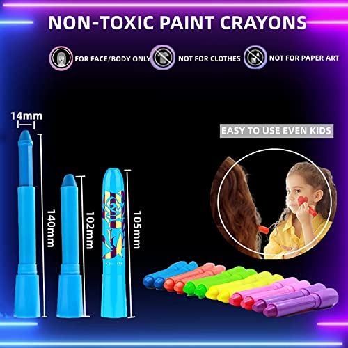 Tinta não tóxica do rosto de brilho, tinta corporal ItsFairyPro Glow para crianças, Blacklight Neon UV UV Luminous Fluorescente Maquia