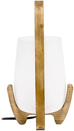 Designs elegantes LT1096-NAT 15 Estrutura de madeira contemporânea e alça de mesa Lâmpada de mesa W estilo de vidro fosco de estilo