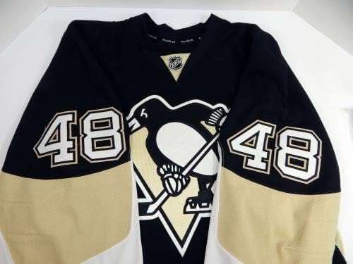 2015-16 Pittsburgh Penguins Anton Zlobin #48 Game usou Black Jersey 56 DP30825 - Jogo usado NHL Jerseys