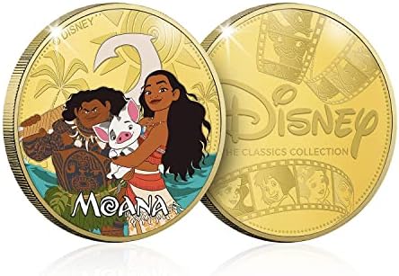 6 Moedas da Disney com Disney Classic Films IV, 1,73 ”Diâmetro AU Plated, álbum de moedas incluídas - Mormas de memorabilia de Mintage Disney limitadas com todos os seus personagens favoritos da Disney