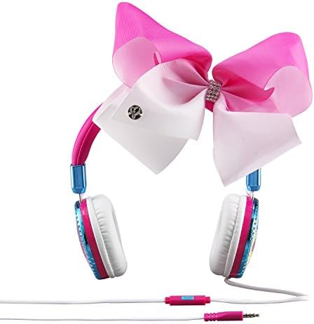 JoJo Siwa Bow Fashion Headphones com microfone embutido para videochamada ou reunião de zoom, fones de ouvido com fio e bolsa de viagem projetada para fãs de jojo siwa presentes