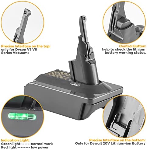 V7 V8 Adaptador de bateria para Dyson, ajuste para a bateria Dewalt 20V substituir a bateria Dyson V7 V8, trabalha com