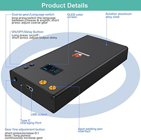 Bingenuo 11000mAh Mini Bateria Spot Soldador para 18650 com tela LCD - 80 engrenagens Máquina de soldagem por mão portátil