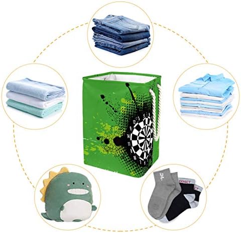 Mapolo Laundry Tester Green Darts Placa Darda dobrável Cesto de armazenamento de lavanderia com alças parênteses destacáveis