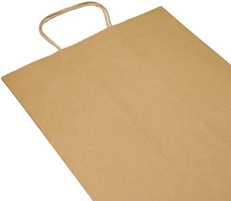 Sacos PTP naturais 12 x 9 x 15,75 sacolas [pacote de 200] Presente de papel Kraft reciclável, sacos de serviço de alimentação