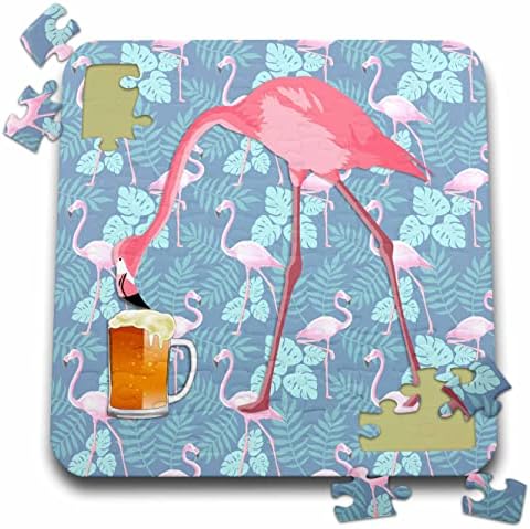 3DROSE Um flamingo rosa bebendo cerveja de uma caneca de cerveja com um flamingo ... - quebra -cabeças