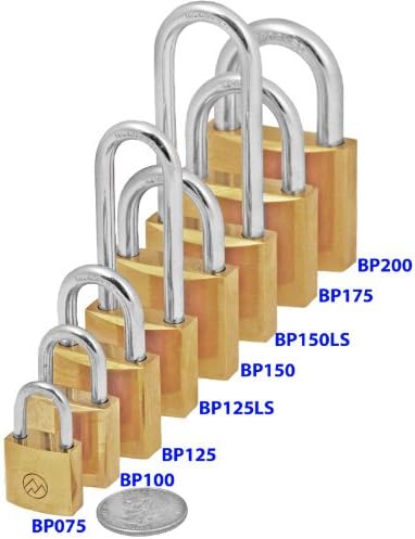 FJM Security Products Mountain Series Solid Brass Padlocks, manilha de 1-1/4 de largura diferente, manilha de 2-1/8 de comprimento